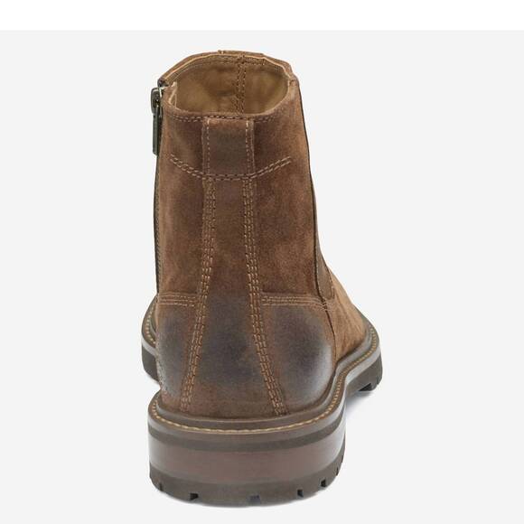 NEW JOHNSTON & MURPHY men's barrett zip boot in brown waxed suede - Picture 2 of 4